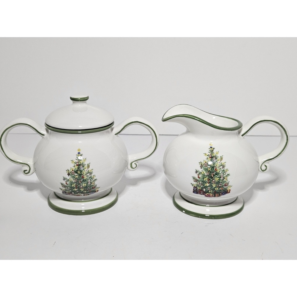 Christopher Radko Holiday Celebrations Christmas Tree Sugar Bowl and Creamer Set